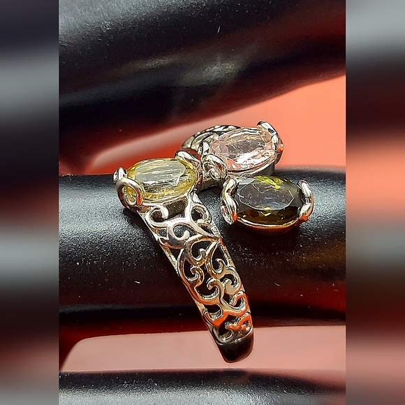 Natural Oval Multi Color Tourmaline 6x4mm 925 Sterling Silver Ring Sz 6.5 - Picture 7 of 9